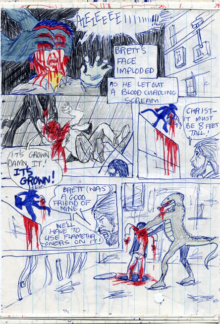 Brett is killed and snatched up by the alien - alien comic page