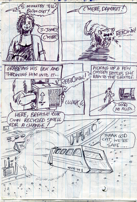 Ripley grabs Jones and abandons ship - alien comic page